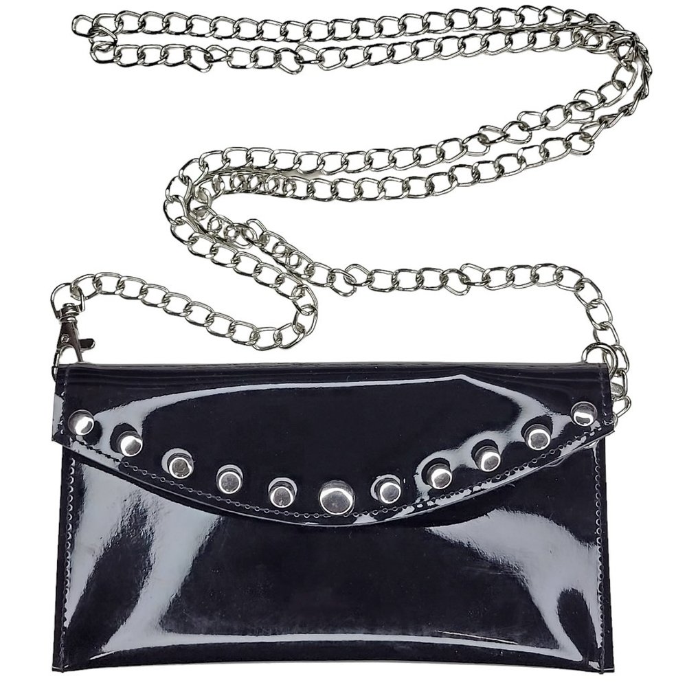 Studded Vinyl Mini Purse with Removable Chain Shoulder Strap